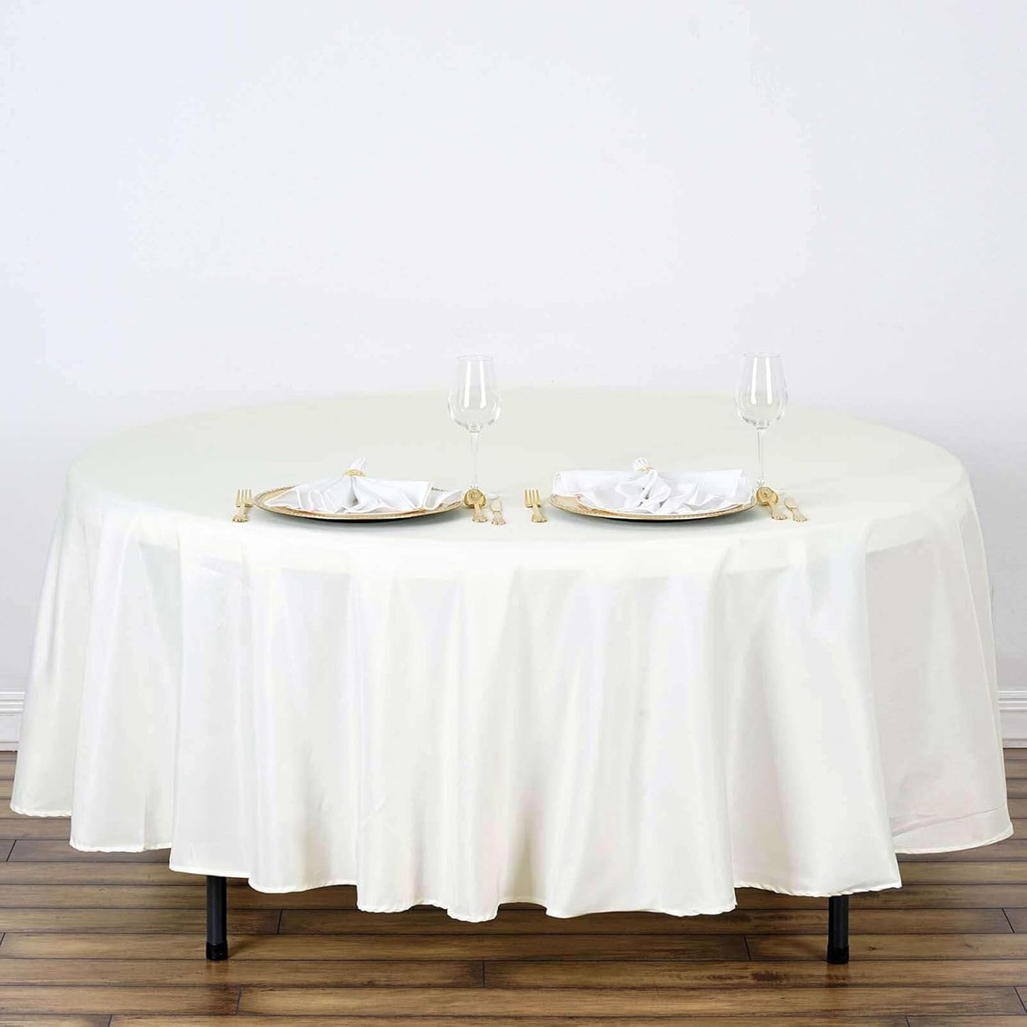 Efavormart Round Tablecloth, 108 Inch Stain & Wrinkle Resistant Washable Table Cloth, Decorative Polyester Fabric Table Cover for Banquet, Wedding, Dining- Ivory
