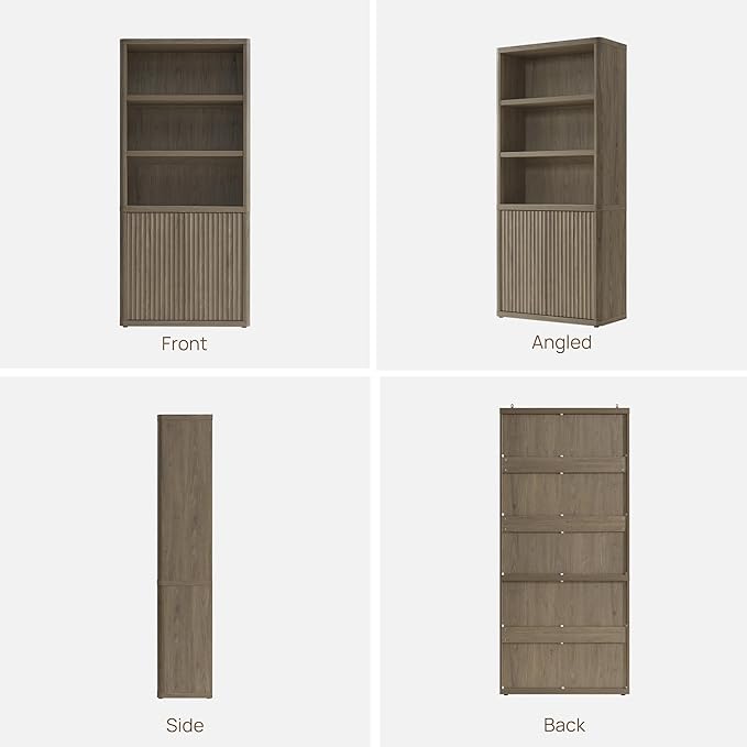 SICOTAS Book Shelf with Doors 71" Tall 6 Tier Bookshelf with Adjustable Shelves - Image 9