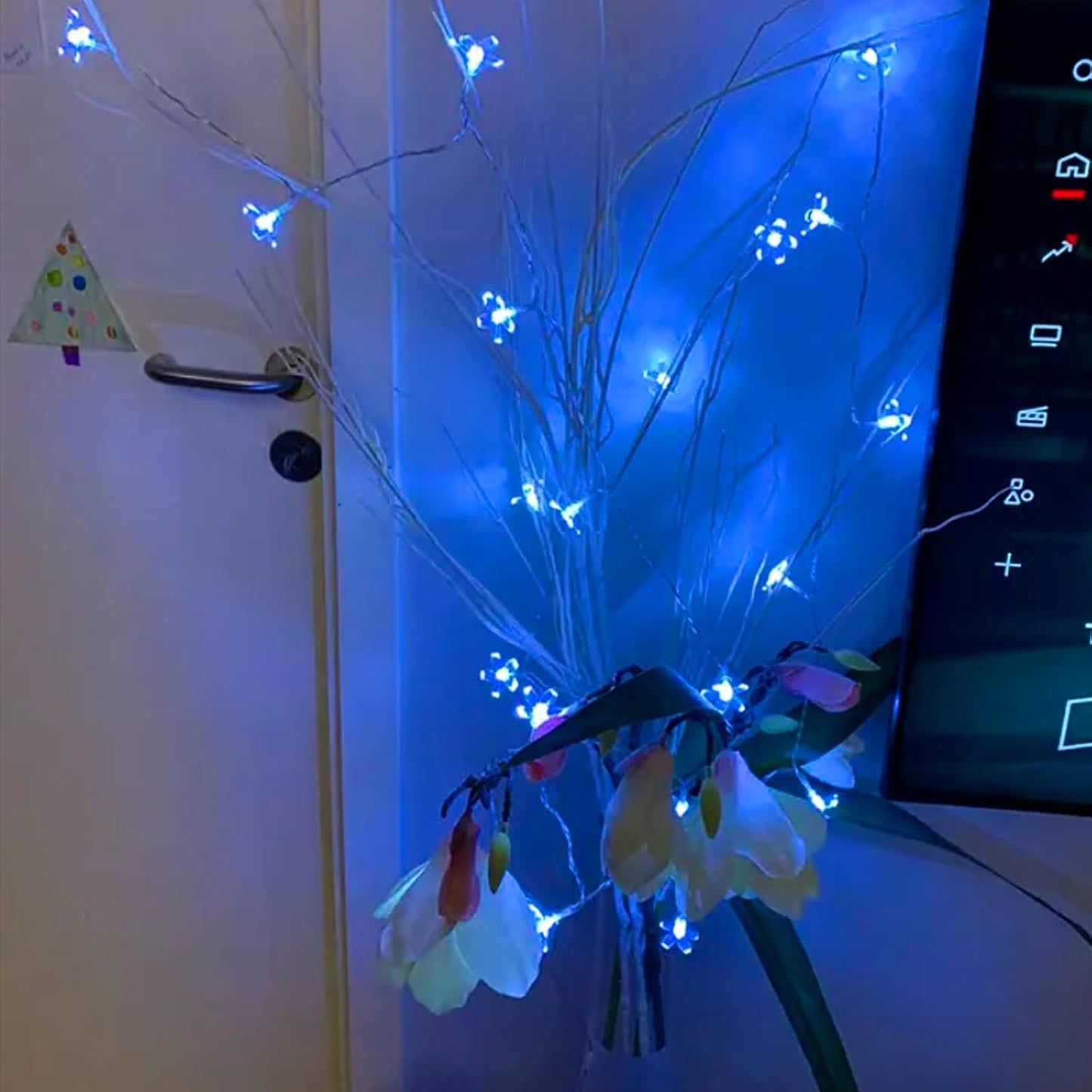 100 LED Light Up Flowers String Lights for Bedroom Romantic Decor, Plug in Fairy Cherry Blossom Tree Wall Hanging Indoor DIY Decorations for Christmas Easter Valentines Day Proposal Birthday