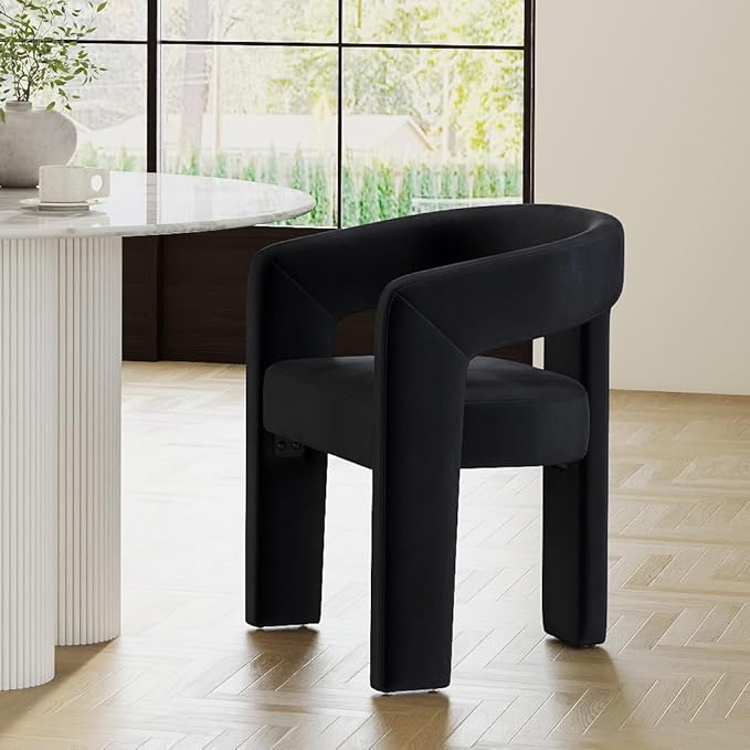 RIVOVA Modern Barrel Dining Chair, Velvet Upholstered Accent Side Chair by RIVOVA