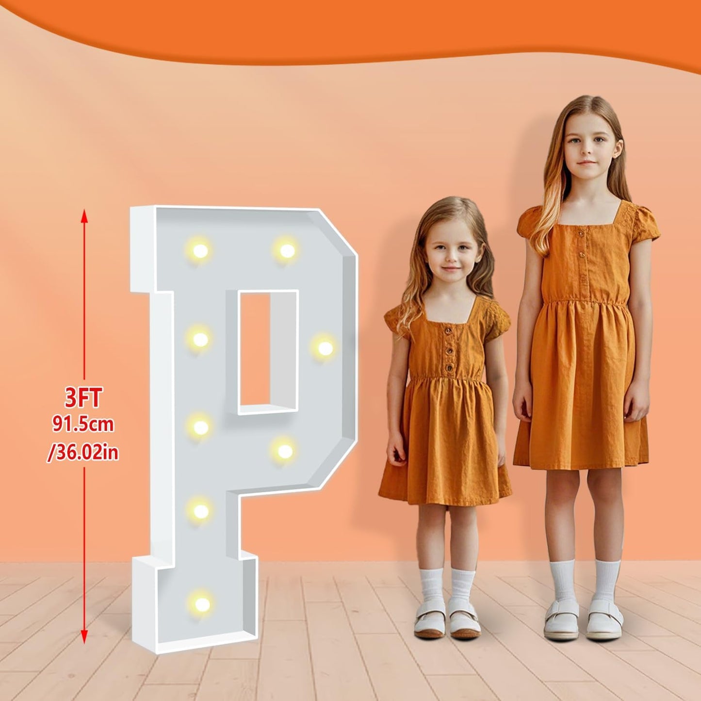 3FT Light Up Marquee Letters P, Large Lighted Letters for Party Backdrop Decor, Mosaic Cardboard Letter for Weddings, Birthdays, Anniversaries, New Year's Celebrations, Easy to Assemble