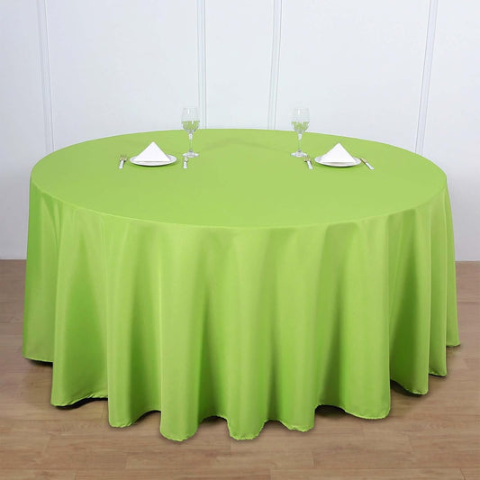 Efavormart Round Tablecloth, 120 Inch Stain & Wrinkle Resistant Washable Table Cloth, Decorative Polyester Fabric Table Cover for Banquet, Wedding, Dining - Lime Green