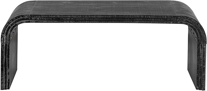 Minimalist Coffee Table with Curved Art Deco Design, Wood Rectangle Center Table - Image 9
