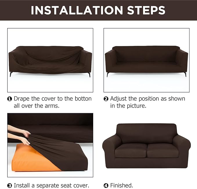 HunnmingRe Sofa Covers for 3 Cushion Couch Stretch Sofa and Loveseat Covers Set - Image 3