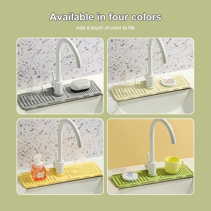 Faucet Mat for Kitchen Sink, 2024 Upgrade Faucet Guard Draining Mat Silicone - Image 3