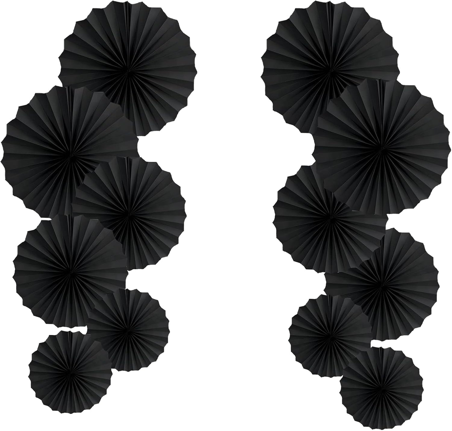 HQZ Black Party Hanging Fans DIY Set - 12pcs Set Pinwheels Fan DIY Paper Craft for Wedding, Birthday, Christmas Party Decoration