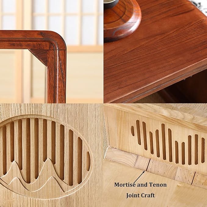 Vintage End Table, Japanese Style Tatami Coffee Tables Mortise and Tenon - Image 7