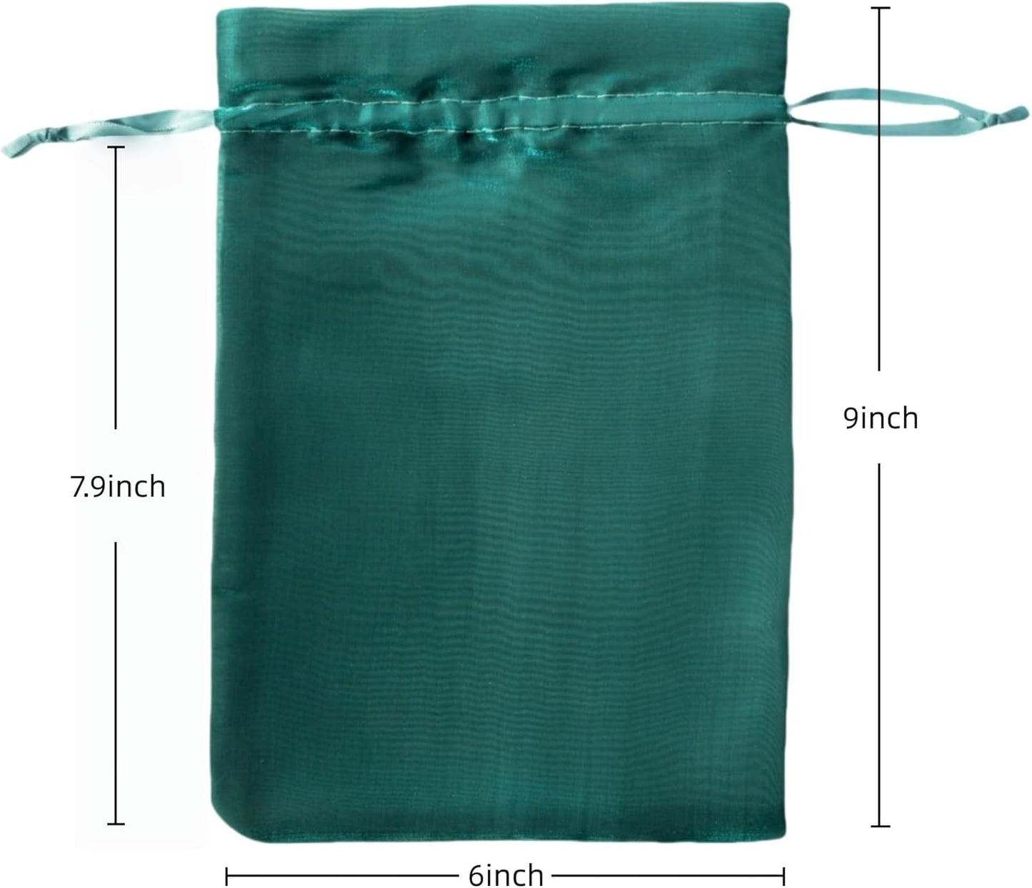 QIANF 20 Pcs Dark Green Small Organza Bags 6X9 inch for Wedding Favors with Drawstring, Mini Mesh Gift Bags Jewelry Pouch for Candy Bridal Shower Party Favor Baby Shower Christmas