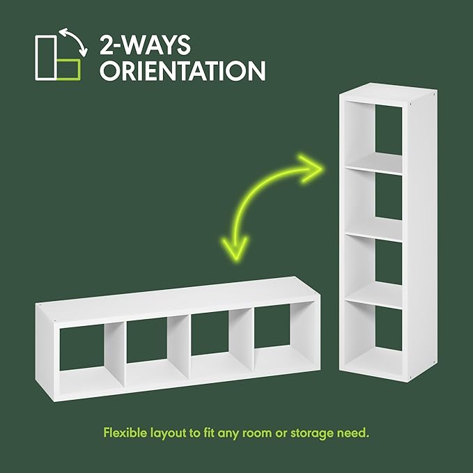 Furinno Cubicle Book Shelf, Vertical 4-Cube Bookshelf, Extra Thick Horizontally - Image 5