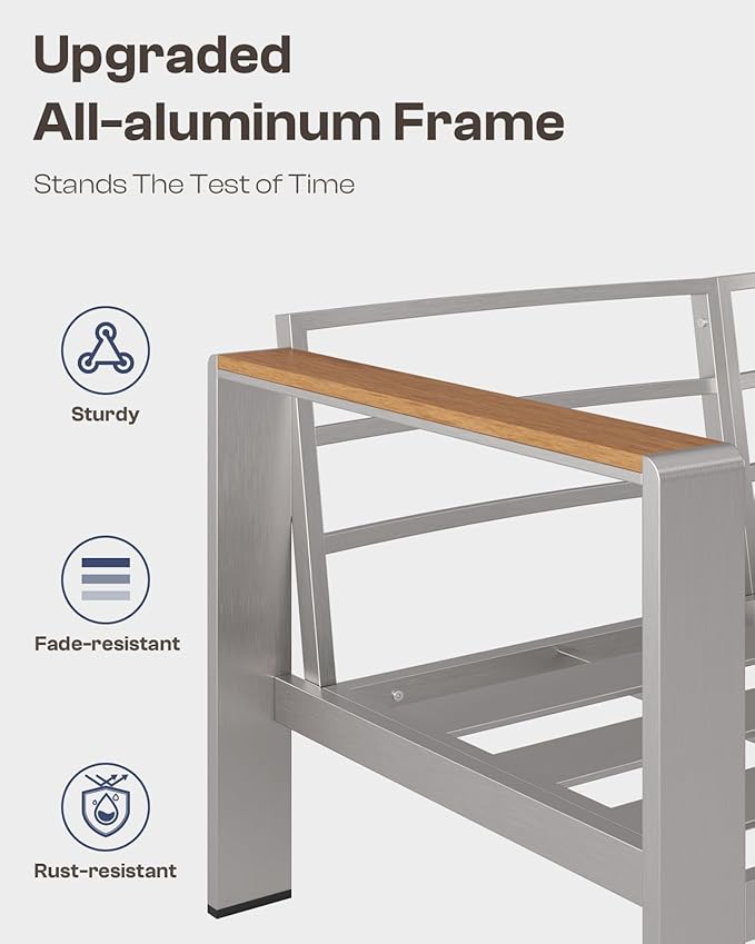 Aluminum Outdoor Patio Furniture Armchair, All-Weather Outdoor Patio Sofa - Image 5