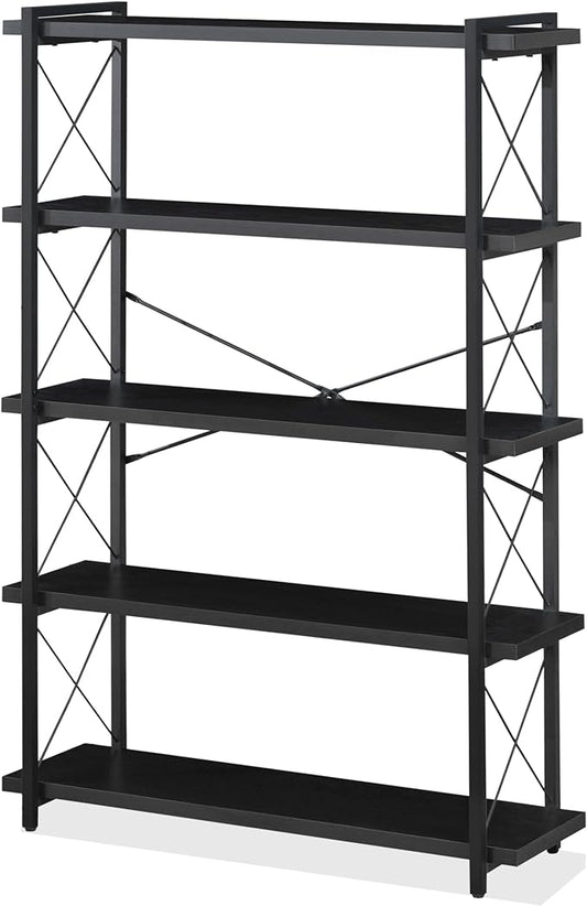 HCHQHS Bookshelf, 5-Tier Industrial Bookcase, Freestanding Tall Bookshelves by HCHQHS