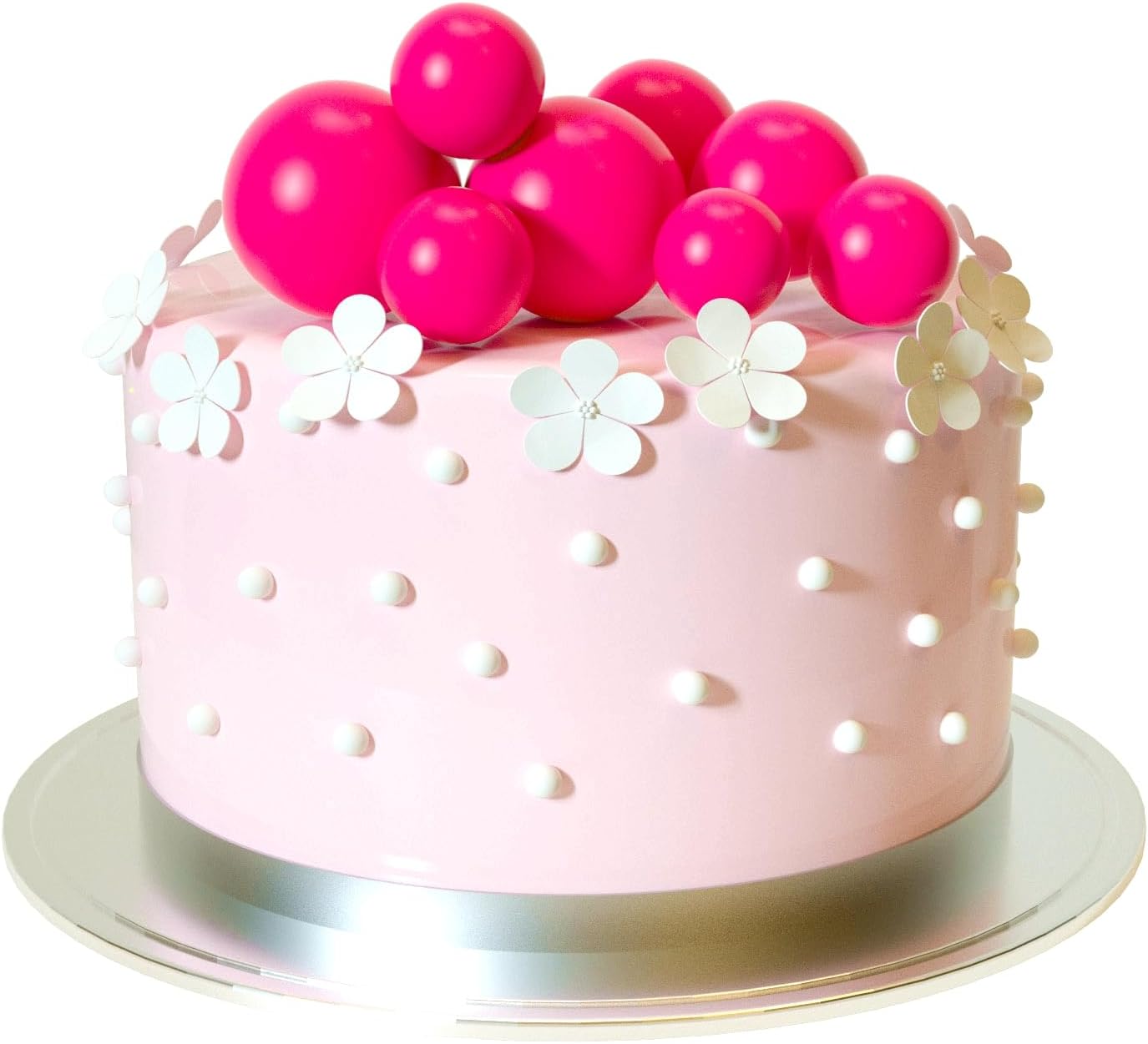 ASTARON 20 Pcs Ball Cake Topper Decorations Mini Balloons Cake Topper Sticks Hot Pink Balls Cake Picks Cake Topper Balls Cake Decorations for Wedding Birthday Cake Decorations