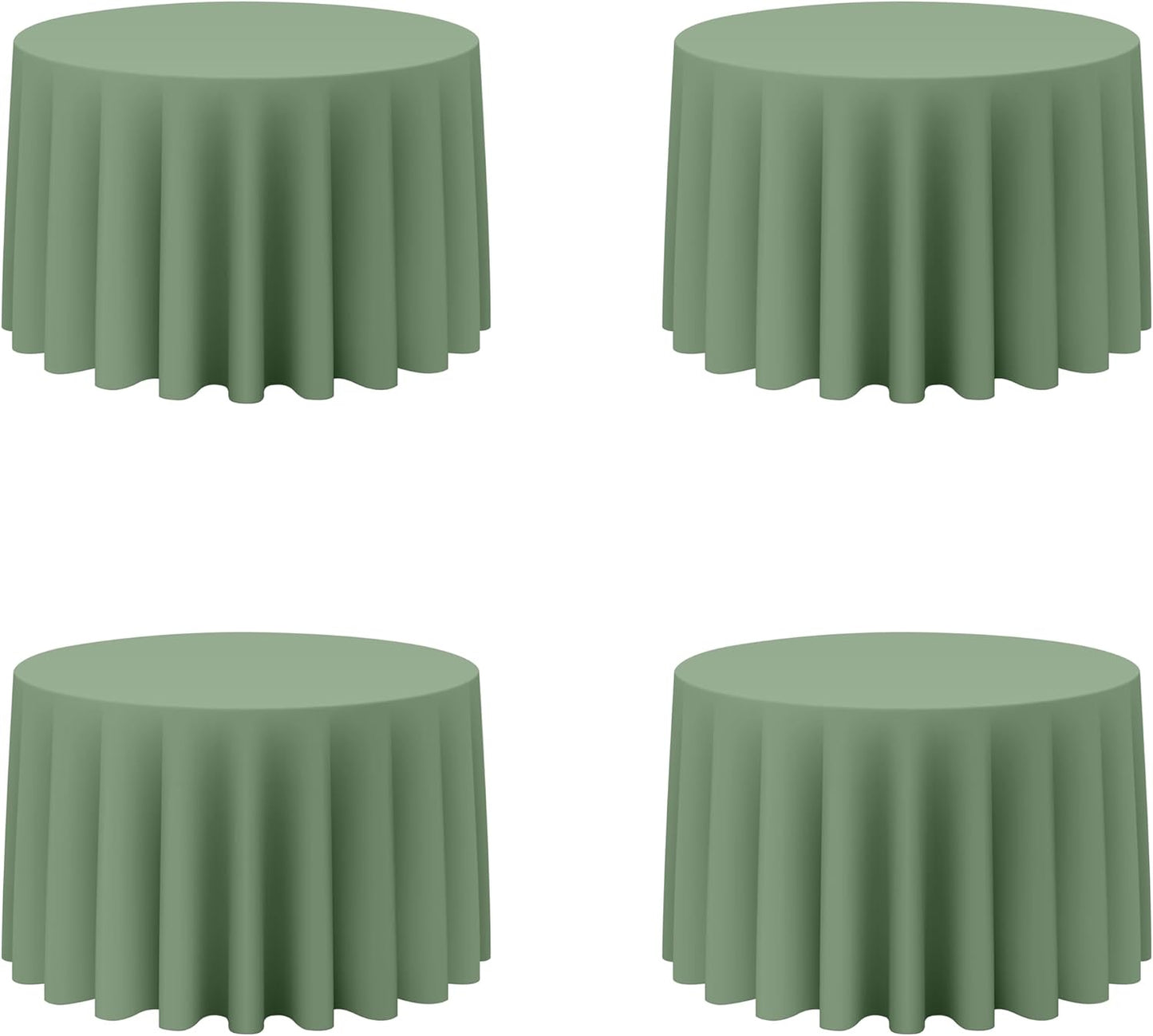 BRILLMAX 4 Pack Sage Green Round Tablecloths 108 Inch - Circle Bulk Linen Polyester Fabric Washable Table Cloth Cover for Wedding Reception Banquet Birthday Party Buffet Restaurant