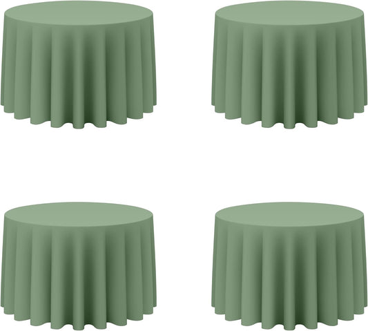 BRILLMAX 4 Pack Sage Green Round Tablecloths 108 Inch - Circle Bulk Linen Polyester Fabric Washable Table Cloth Cover for Wedding Reception Banquet Birthday Party Buffet Restaurant