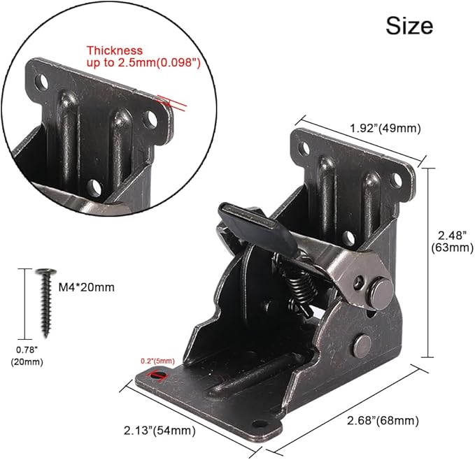 8 Pack Folding Brackets for Table Bed Leg Feet, Self-Lock Hinge Hardware - Image 2