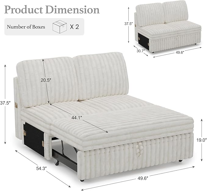 Belffin Corduroy Sleeper Sofa - Image 2