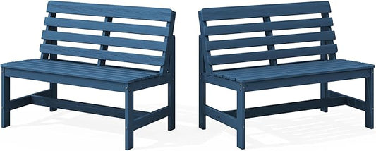 SERWALL Outdoor Bench, All Weather HDPE Outdoor Benches, 2-Person Armless Porch by SERWALL
