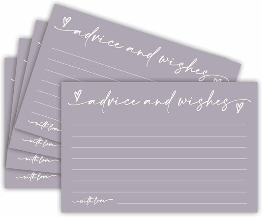 30 Advice & Wishes Cards - Pale Purple - Double Sided Fill-In Advice Cards For Bridal, Wedding, Graduate Party, Mr & Mrs, Retirement, Baby Shower, Party Favor & Supplies - B05