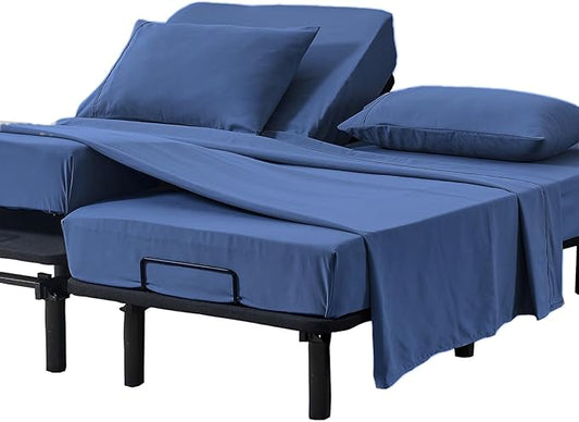 Kingnex Split Queen Sheets for Adjustable Bed Soft 1800 Microfiber 5 Pieces by Kingnex