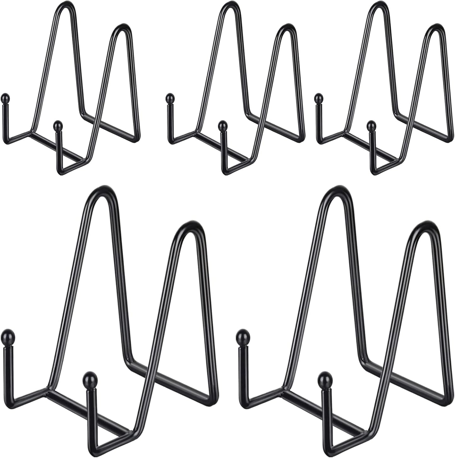 IBosins 5 Pack 4 Inch Plate Holder Display Stands, Metal Black Frame Stand for Picture, Book, Photo Easel, Creation, Collectibles