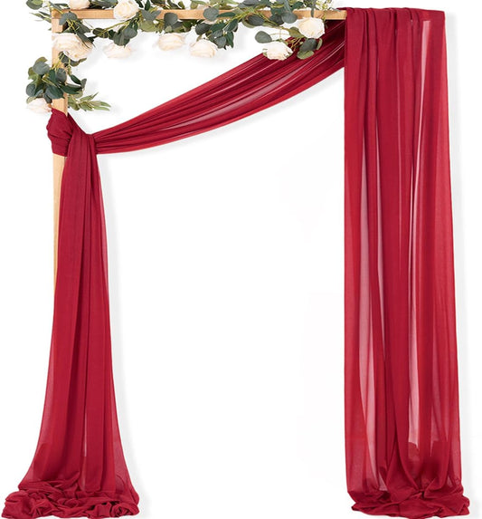 MLMC Red Wedding Arch Draping Fabric 1 Panel 29" x 20 FT Extra Long Gauze Drapes Sheer Backdrop Curtains 6.6 Yards Airy Outdoor Drapery Panels for Wedding Baby Shower Birthday Decor