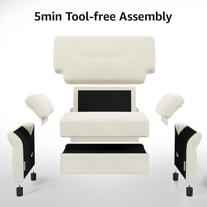 44.5" Oversized Accent Chair, Comfy Chenille Fabric Living Room Chairs - Image 4