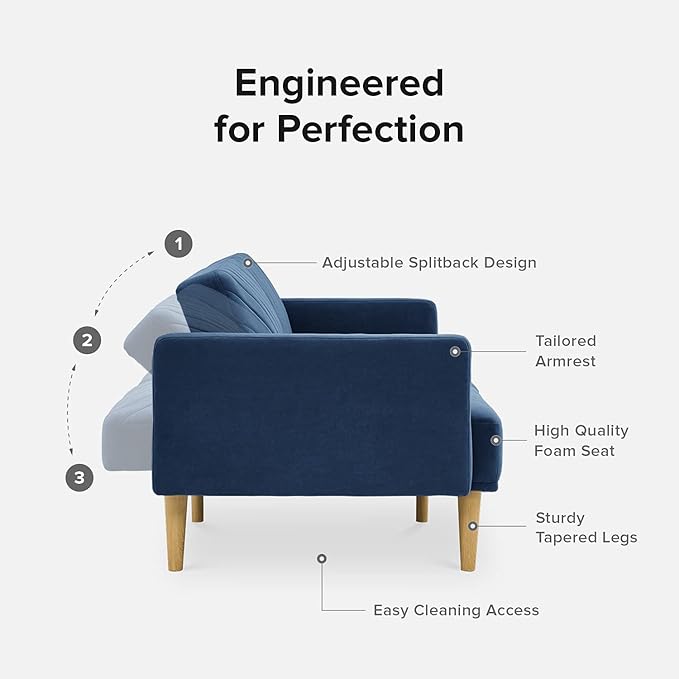 mopio 76.4" Futon Sofa Bed, Sleeper Sofa, Mid Century Modern Futon Couch - Image 5
