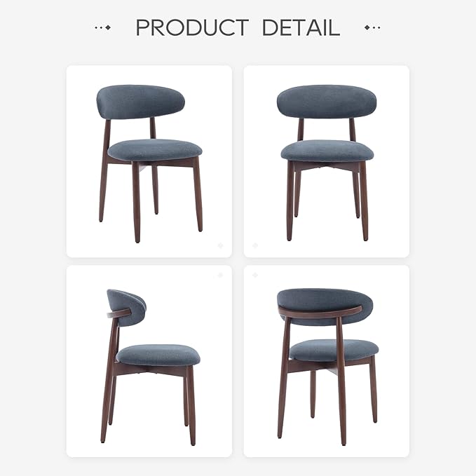 COLAMY Wooden Dining Chairs Set of 2, Modern Fabric Upholstered Dining Room - Image 9