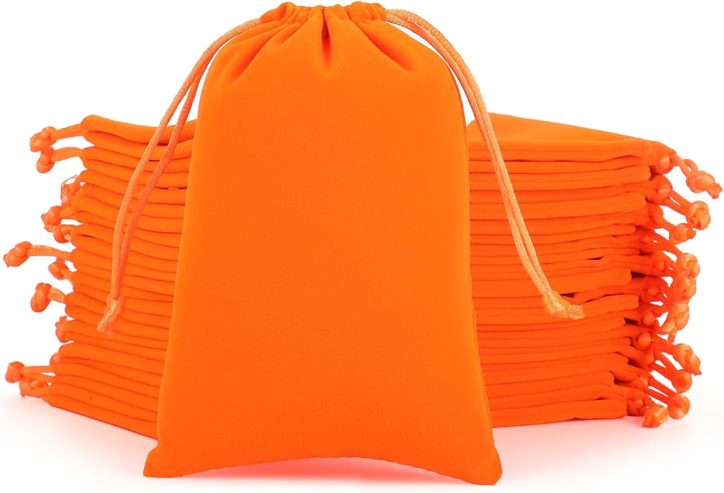 Velvet Drawstring Jewelry Bag, 50Pcs Orange Coin Pouch, 4x6 Dice Bag,For Wrapping Halloween Party Favors, Small Jewelry, Small Bussiness, Craft Fair Vendor Supplies