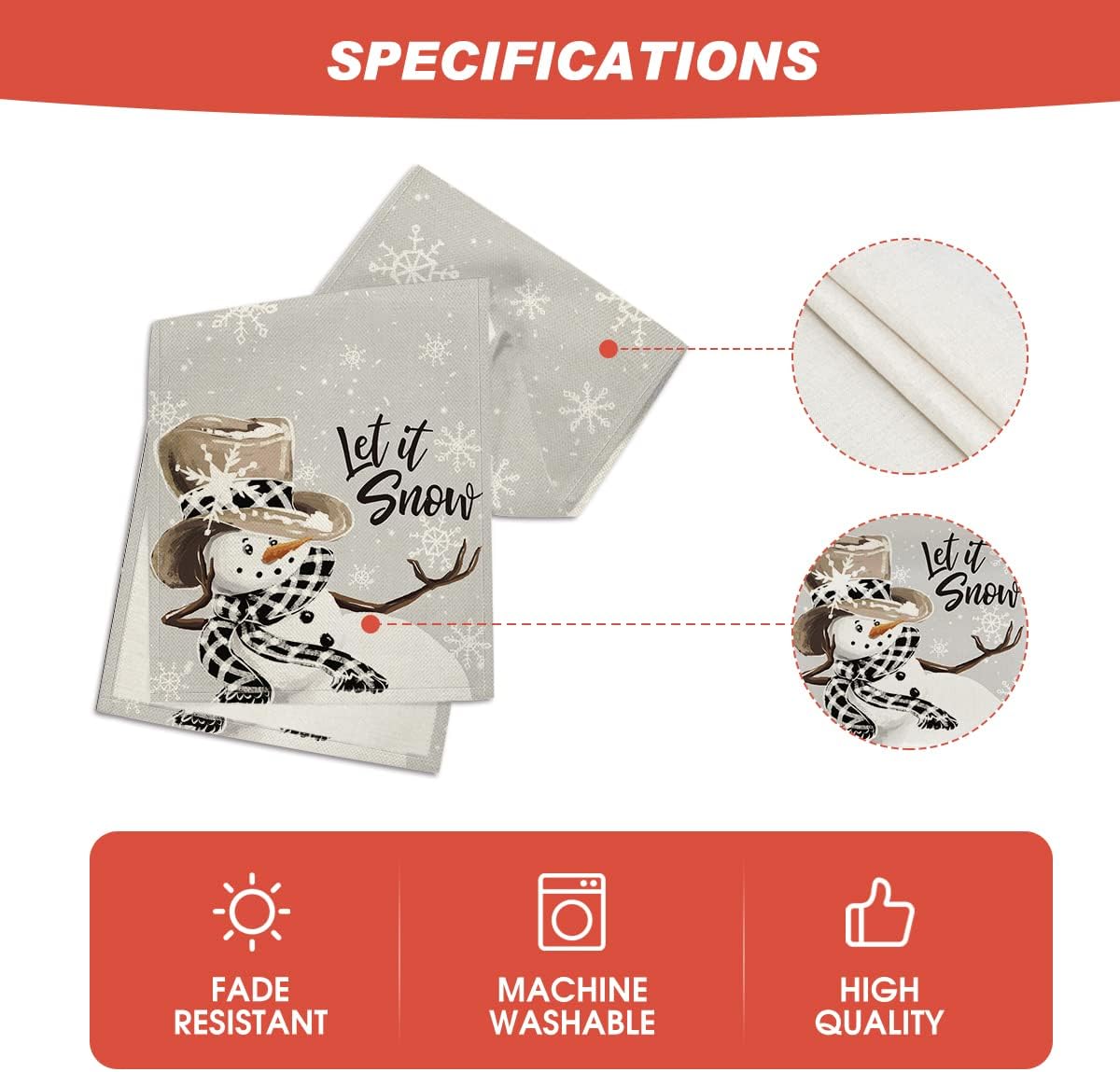 Artoid Mode Grey Snowman Snowflake Let it Snow Christmas Table Runner, Seasonal Winter Kitchen Dining Table Decor for Home Party Indoor 13x48 Inch