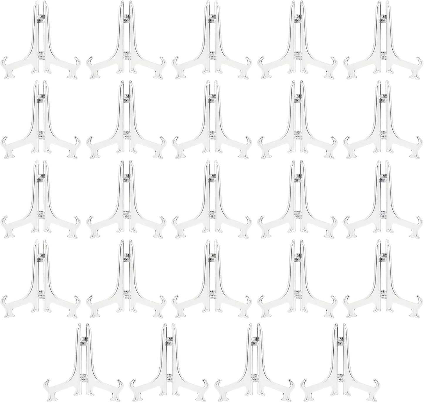 Juvale Mini Clear Acrylic Easel Stands - 24-Pack, 5.3-Inch, Clear Plastic - Mini Easel Sign Stand & Greeting & Place Card Display - Tabletop Photo Holders & Plate Holders