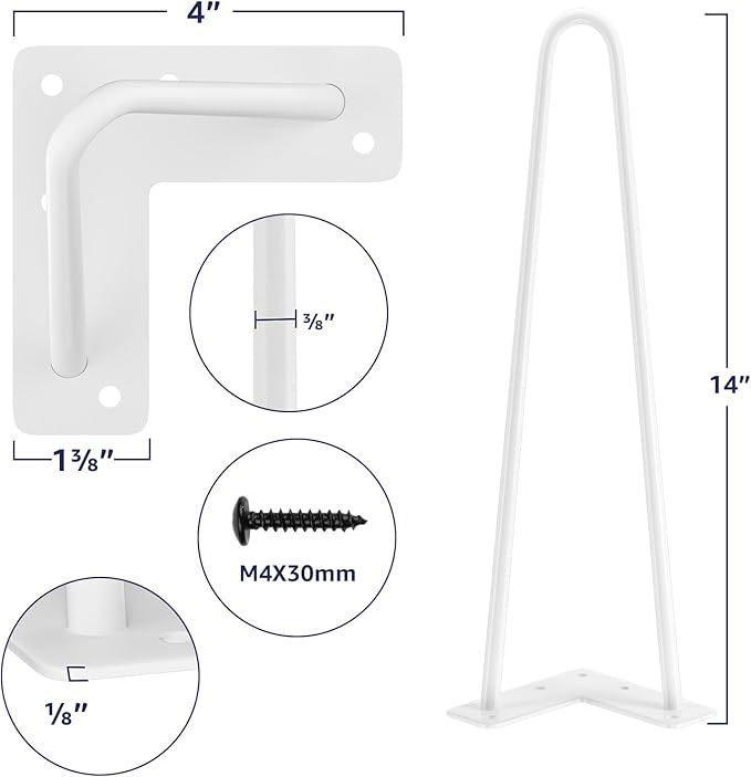 SMARTSTANDARD 14 Inch Heavy Duty Hairpin Furniture Legs, Metal Home DIY Projects - Image 2