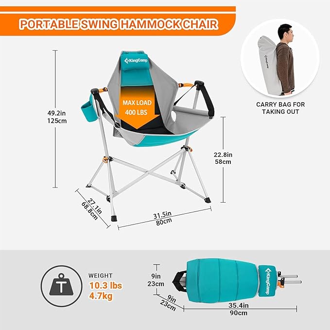 KingCamp Hammock Camping Chair, Swinging Portable Camp Chairs - Image 3