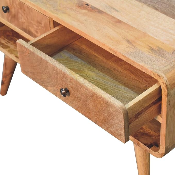 Reverse Curve Oak ish Media Unit - Image 6