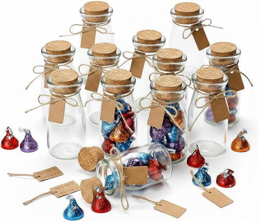 Otis Classic Small Glass Jars with Lids – Set of 12 Mini Glass Bottles with Corks for Halloween Decorations Fall Décor Wedding & Party Favors, Halloween DIY Crafts, Potions, Spices & Candy, 3.4 oz
