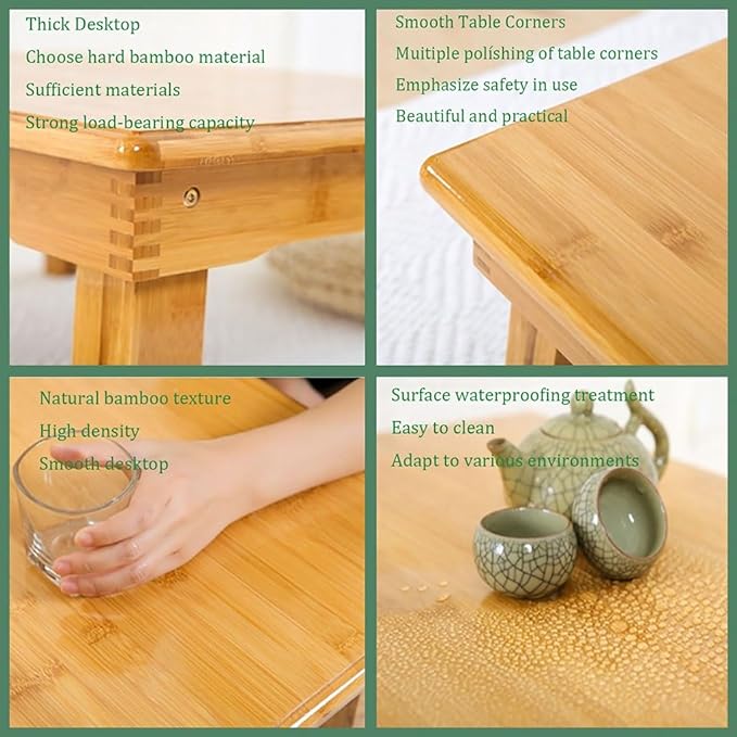 SH-tables Folding Japanese-Style Household Square Bamboo Low Table, Computer - Image 4