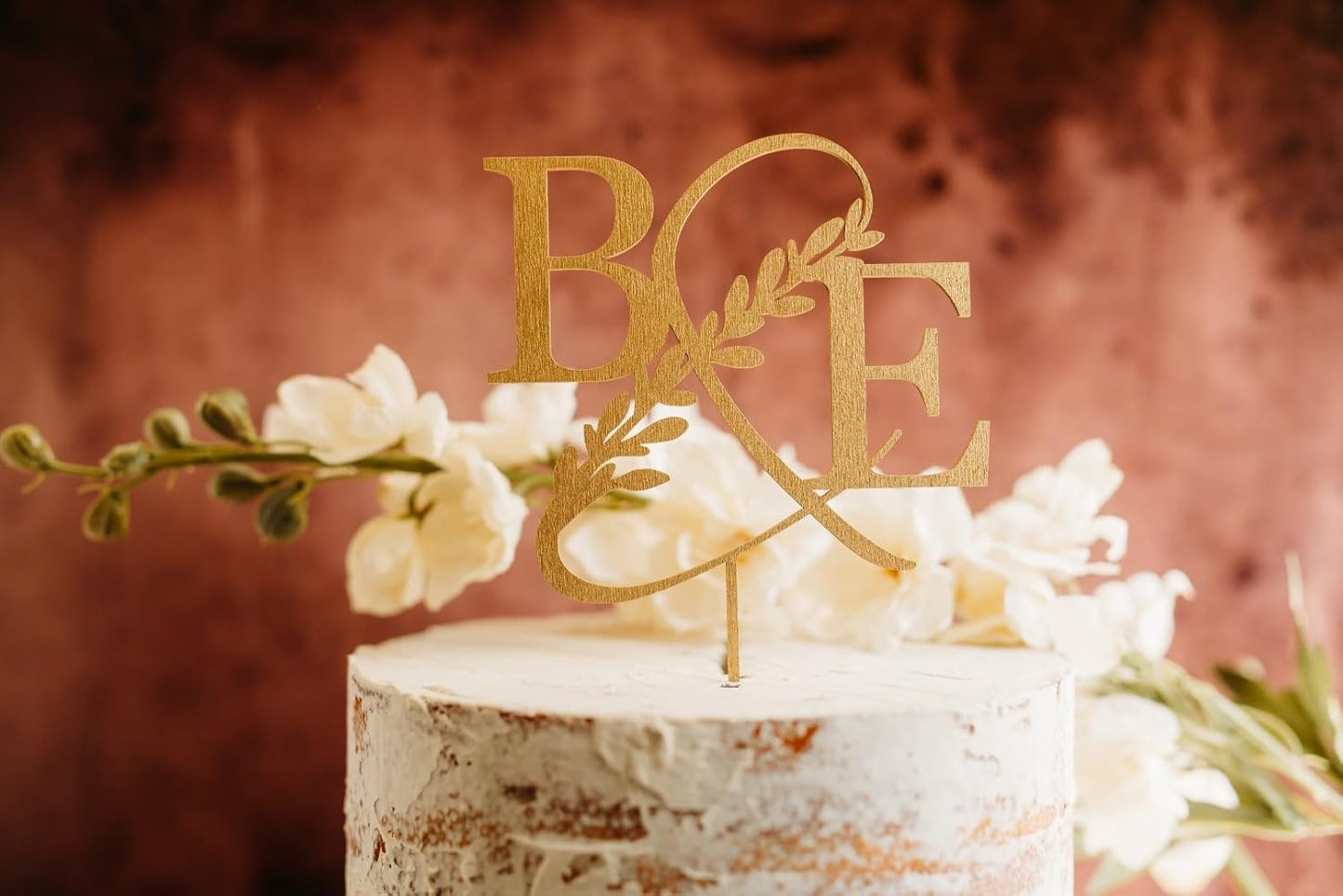 Custom Initials Wedding Personalized Acrylic and Wood Cake Topper, Modern Ampersand, Cake Topper, Birthday Topper, Rustic Elegant Cake Toppers