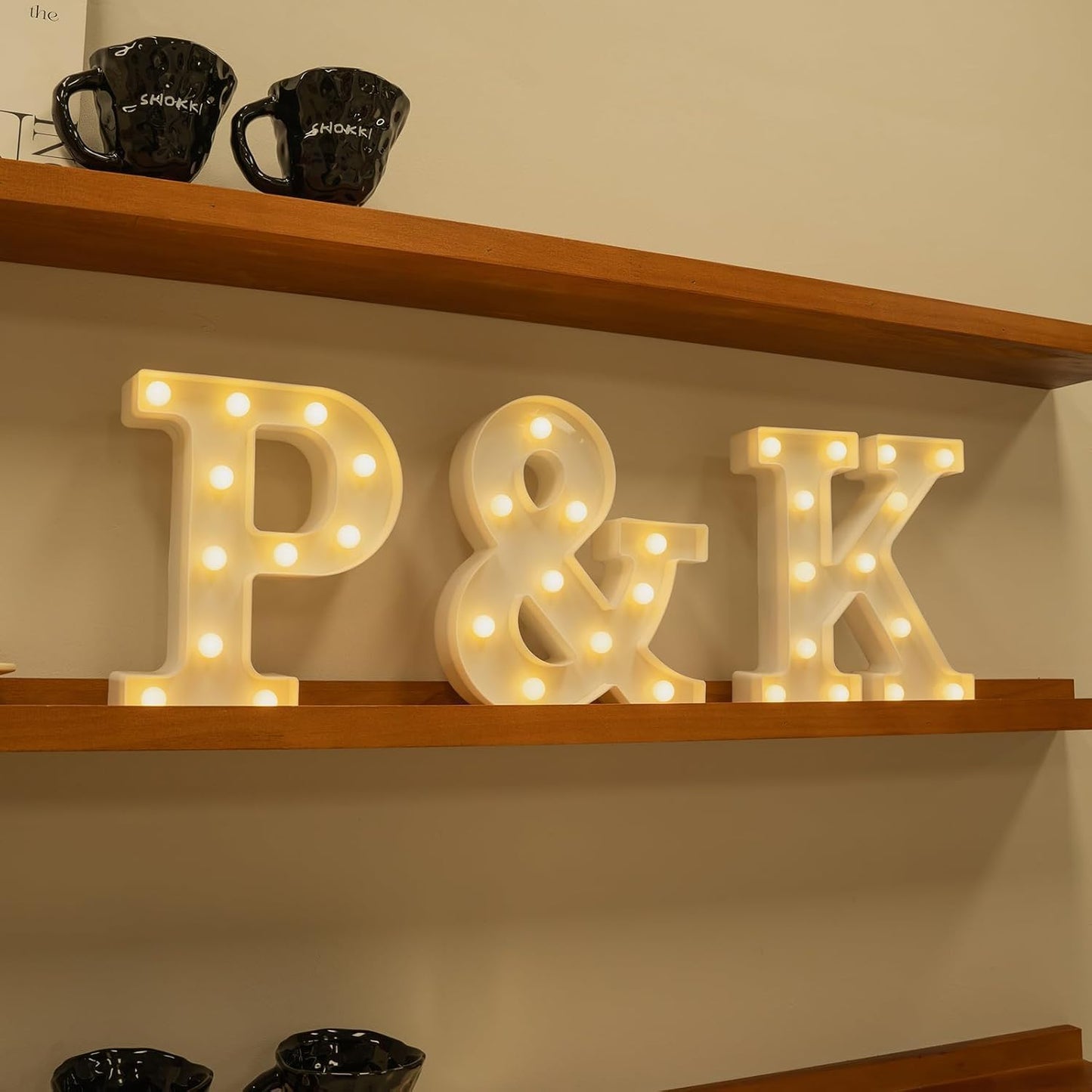 Foaky Rechargeable LED Letter Lights Sign Marquee Light Up Letters Sign for Night Light Wedding/Birthday Party Christmas Lamp Home Bar Decoration (K)