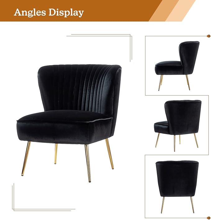 HULALA Home Velvet Accent Chair Set of 2, Modern Armless Upholstered Side Chair - Image 6