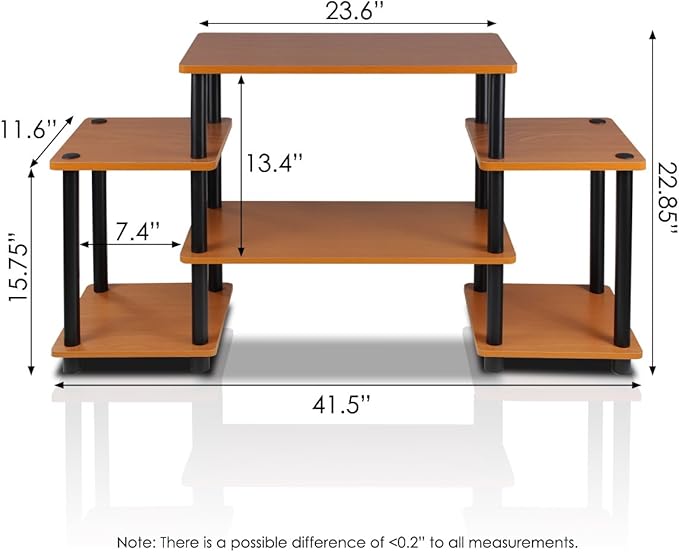 Furinno No Tools Tube Entertainment Center, Light Cherry/Black, Square Corner - Image 5