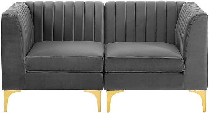 Modway EEI-4346-GRY Triumph Channel Tufted Performance Velvet Loveseat - Image 4