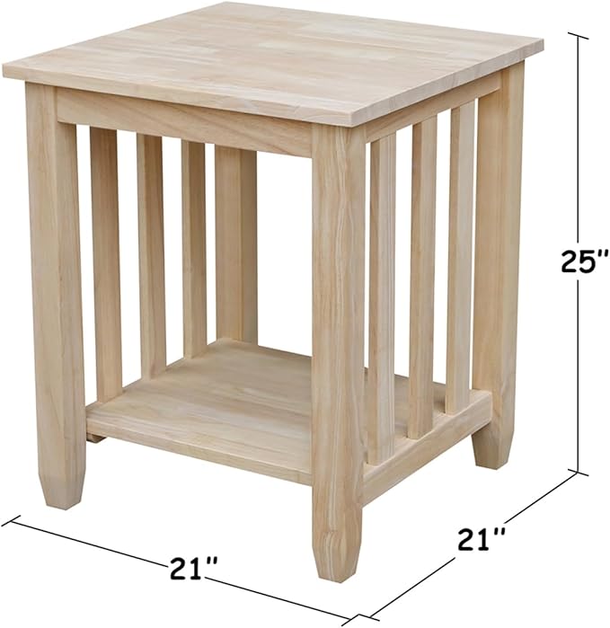 HomeStock Asian Tall End Table, Solid Parawood, 32 lbs, Butcher Block Surface - Image 6