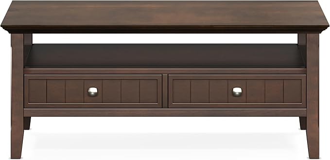 SIMPLIHOME Acadian Solid Wood Transitional-Style 48-inch Wide Coffee Table - Image 3