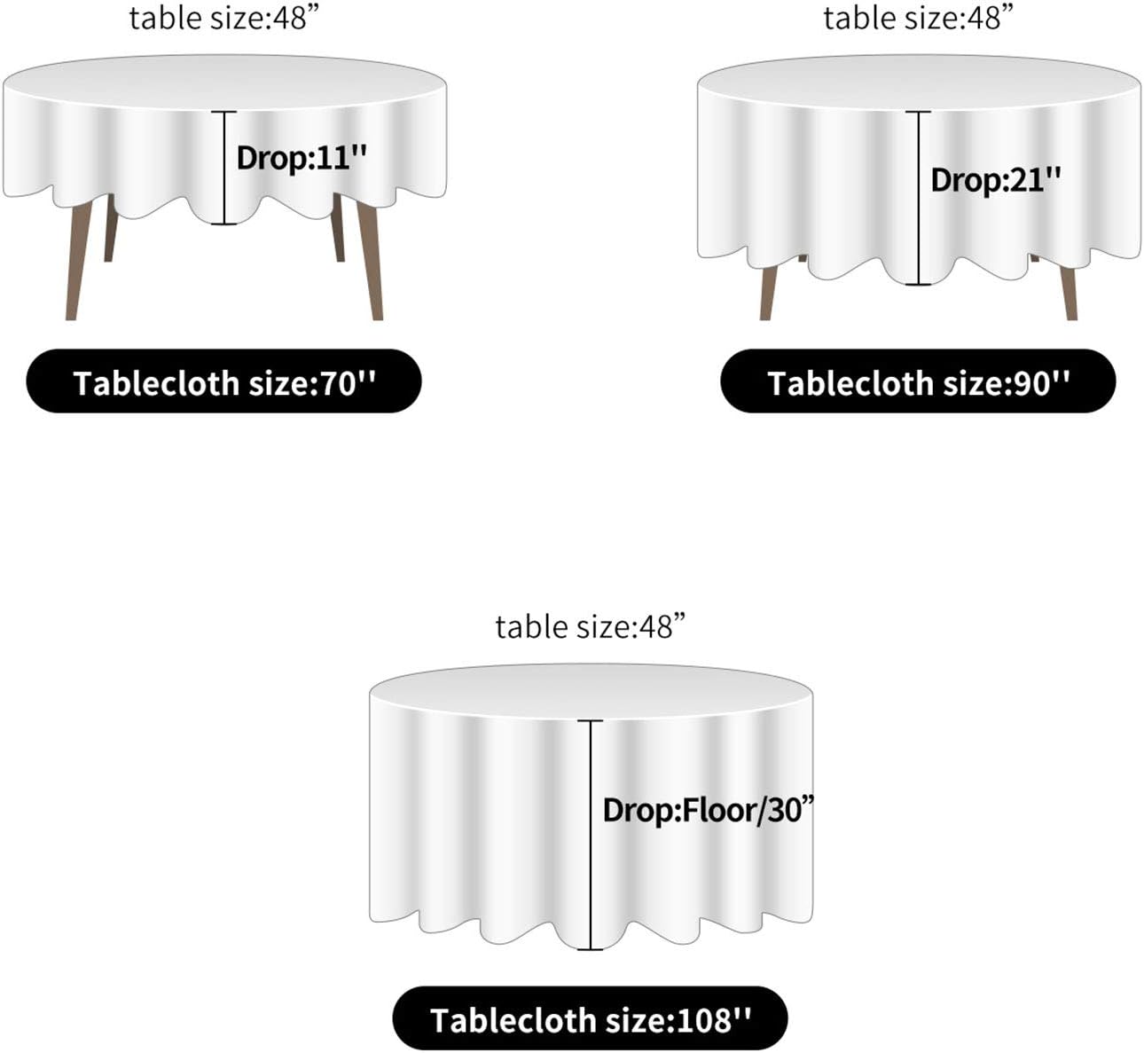 Ascoza 2pack 70 Inch Hunter Round Tablecloth in Washable Polyester Fabric for Wedding/Banquet/Restaurant/Parties