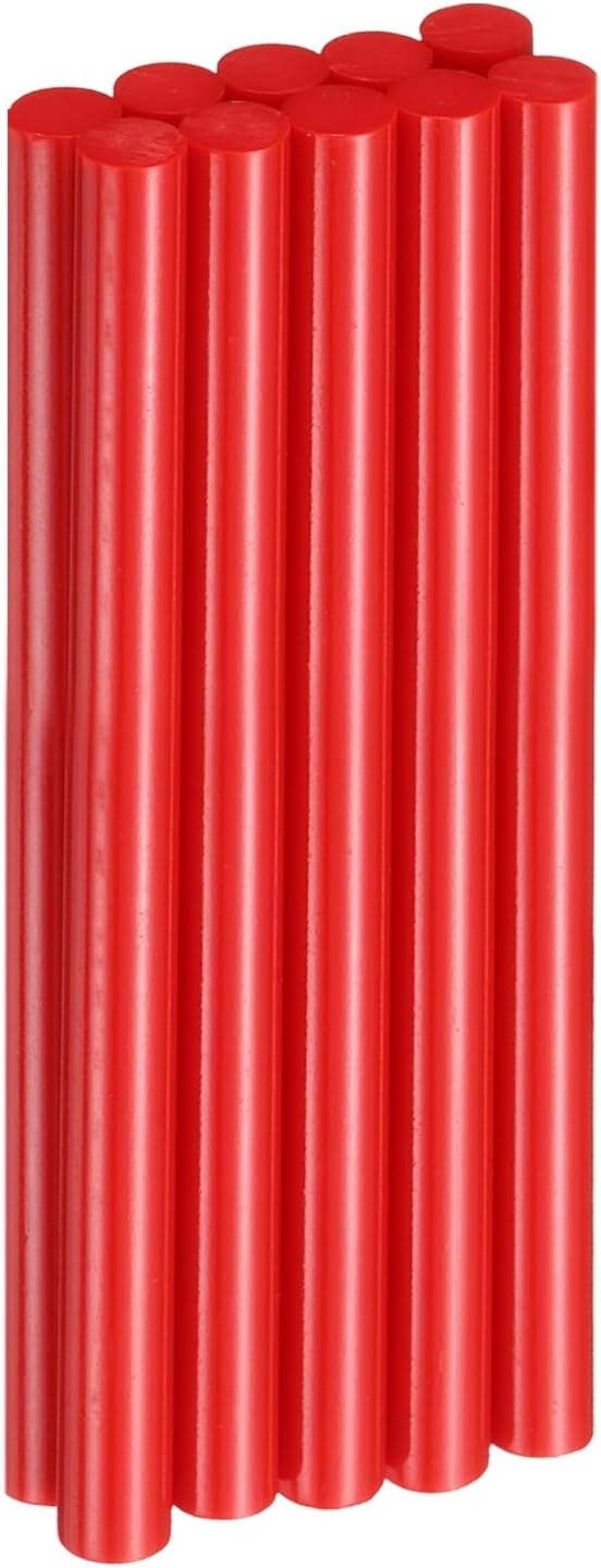HARFINGTON 10pcs Hot Glue Sticks 0.43" Dia x 5.91" Long EVA Mini Hot Melt Adhesive Glue Stick for Hot Melt Gun Wood Plastic Glass Flowers Fabrics Foam, Red