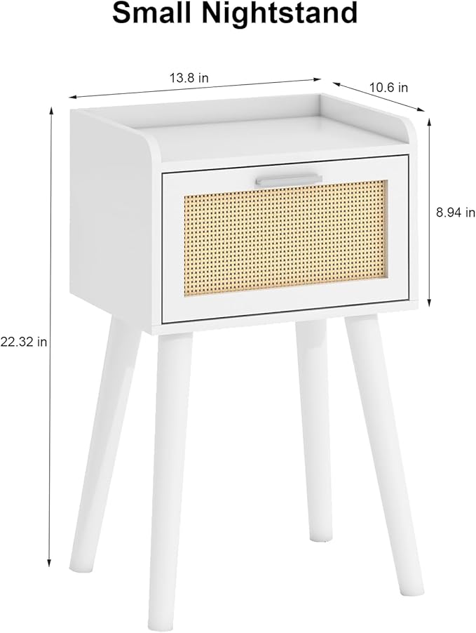 LAATOOREE Nightstand Set of 2, Small White Bedside Table, End Table - Image 3