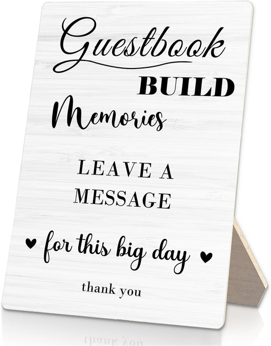 Guestbook Sign, Wedding Guestbook Wooden Sign Stand 5x7inch, Message Guest Book Wedding Sign Stand, Wedding Signs for Reception, Wedding Table Decorations, Wedding Table Sign