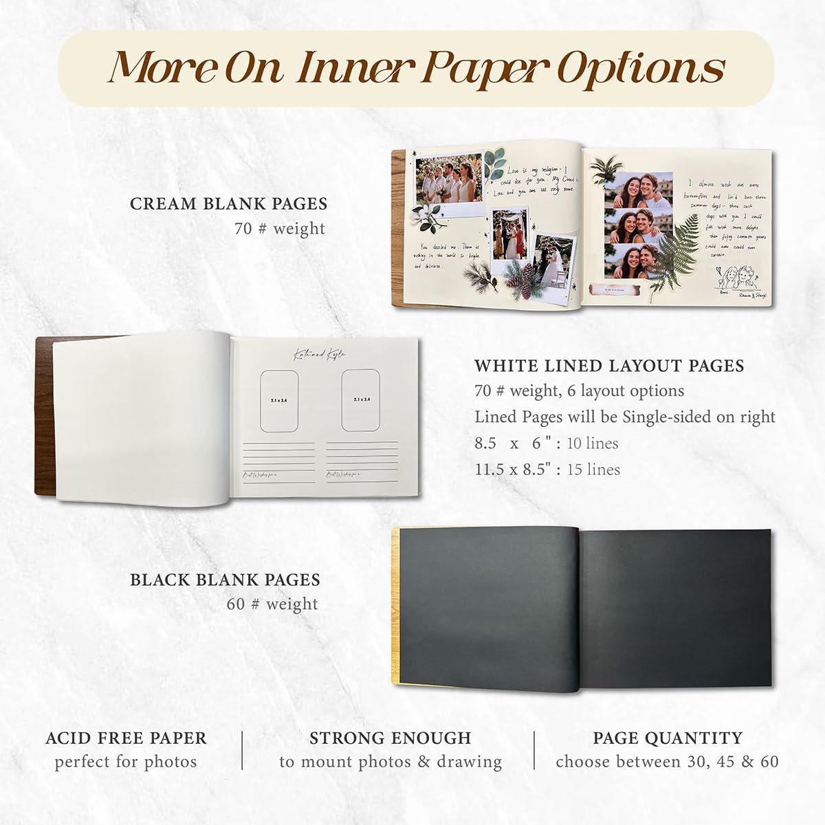 Personalized Wooden Wedding Guest Book, Custom Reception Sign Wooden Guestbook, Wedding Anniversary Birthday Decoration Supplies, Ideal for Photo Wedding Album, Photobooth Guestbook (Maple Wood)