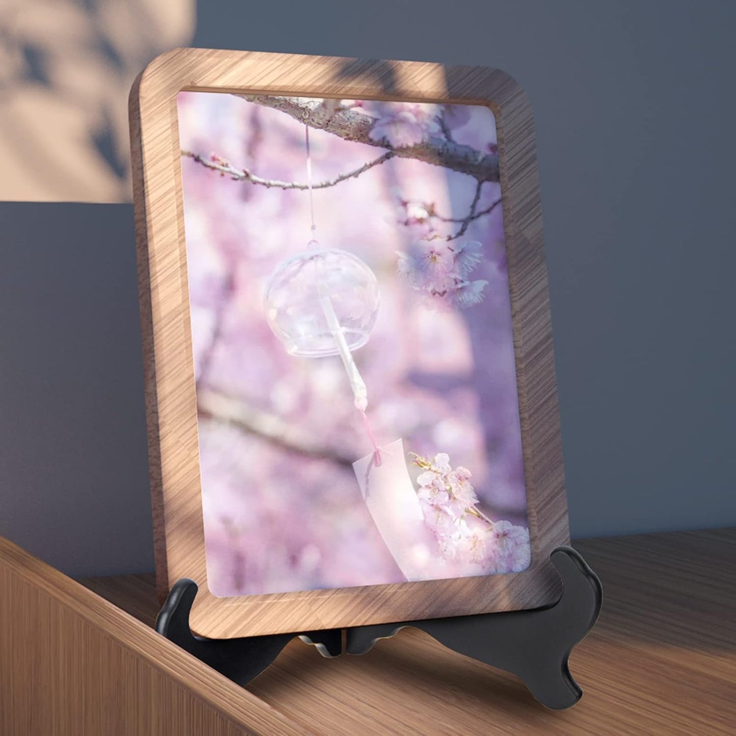 VERNUOS 4 pcs 7 Inch Wooden Display Stand Plate Holder Easels Dish Rack Photo Frame Holder for Wedding Decorations, Birthday Party and Home Decoration,Black