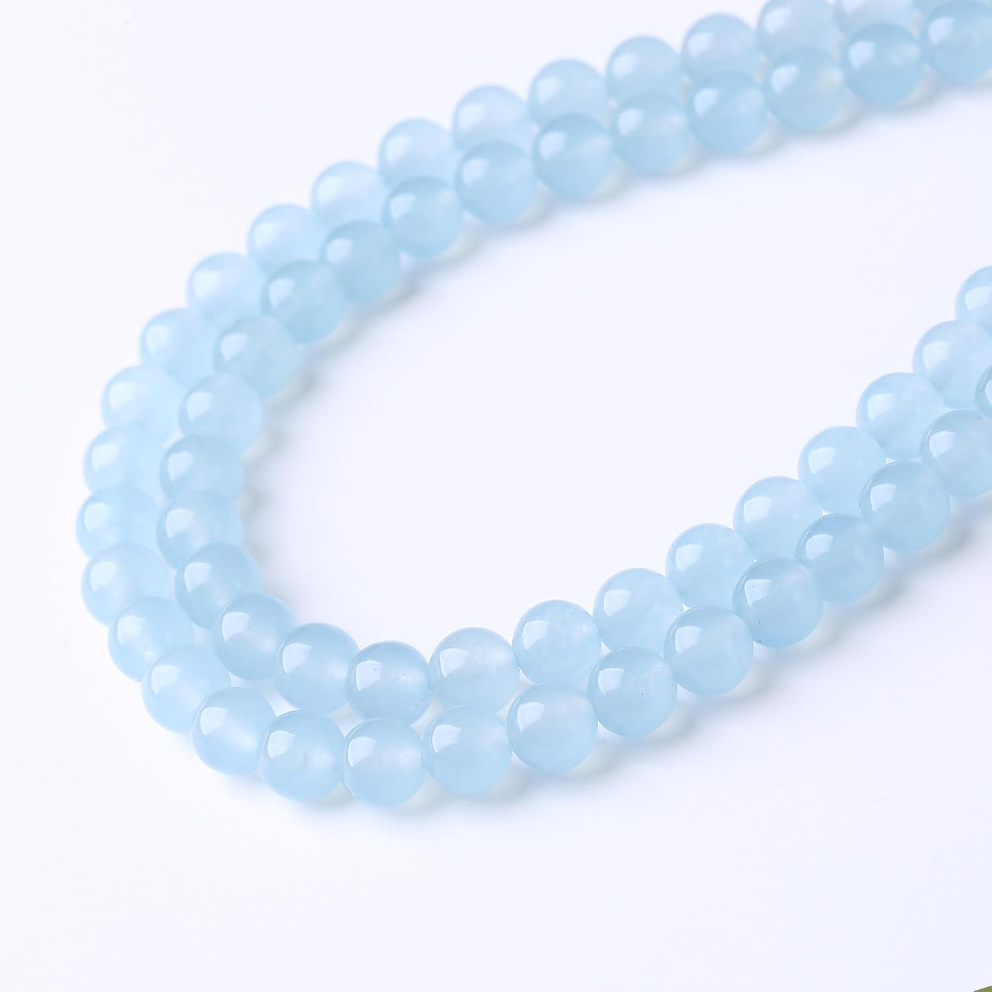 Ice Blue Chalcedony Stone Beads Gemstone Round Crystal Energy Jade Beads Stone Beads for Jewelry Making DIY Bracelet Necklace Jewelry Making 1 Strand 15.5inch 60PCS 6MM